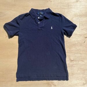 Polo Ralph Lauren kids Small 8 Navy White Logo Collard Button Up Cotton